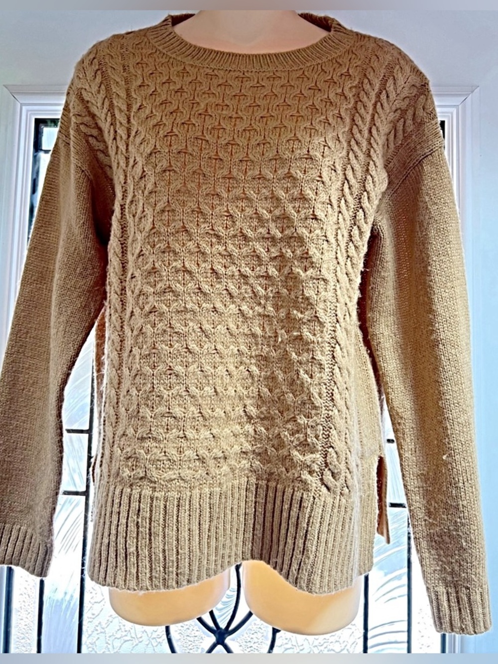 Joe Fresh Camel Cable Crewneck Sweater - Picture 1 of 7